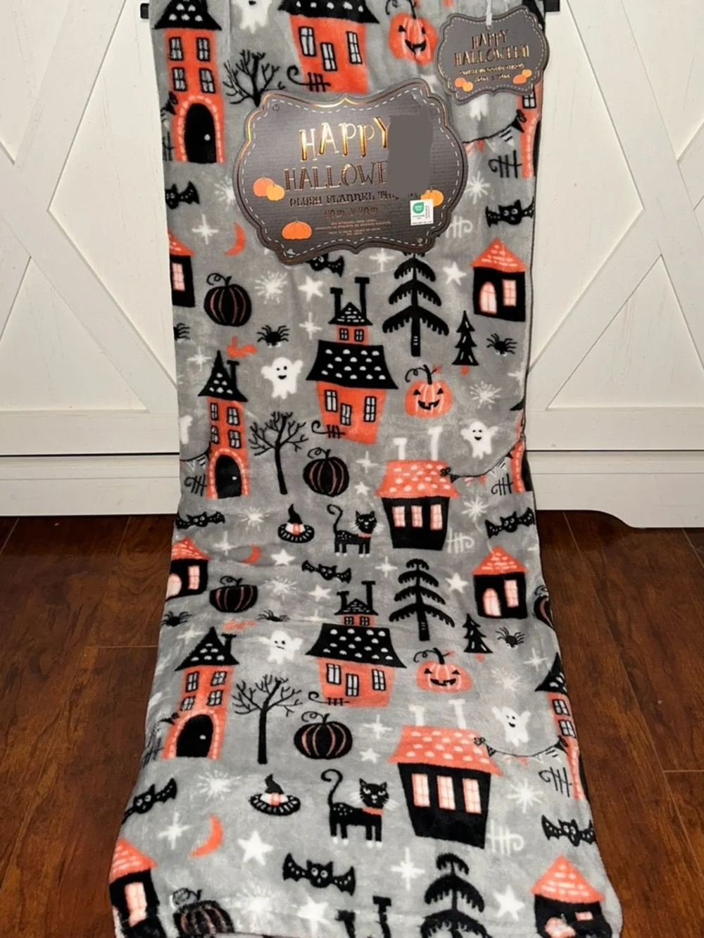 Halloween Haunted Village Plush Throw Blanket